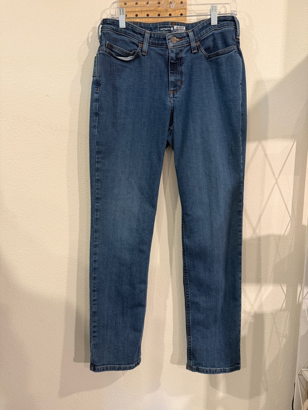 Carhartt Women's Straight-Leg Jeans in Deep Blue Wash